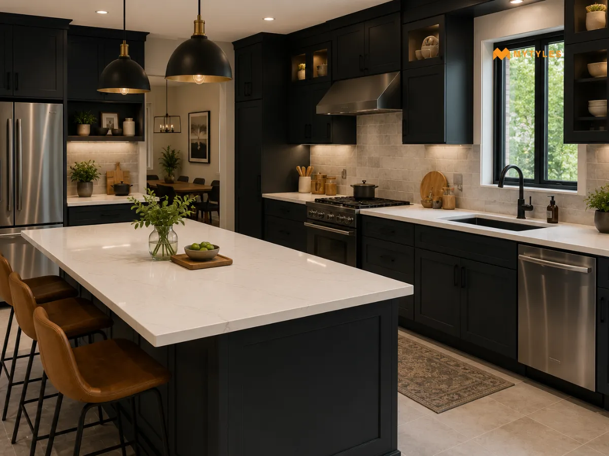 White Countertop and Dark Cabinets